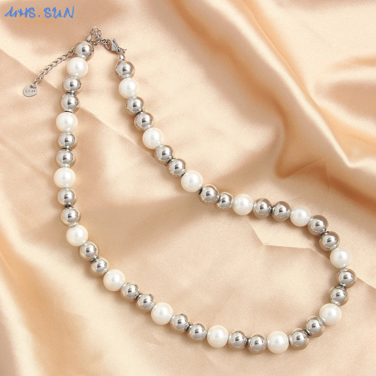 Golden Pearl Bead Necklace