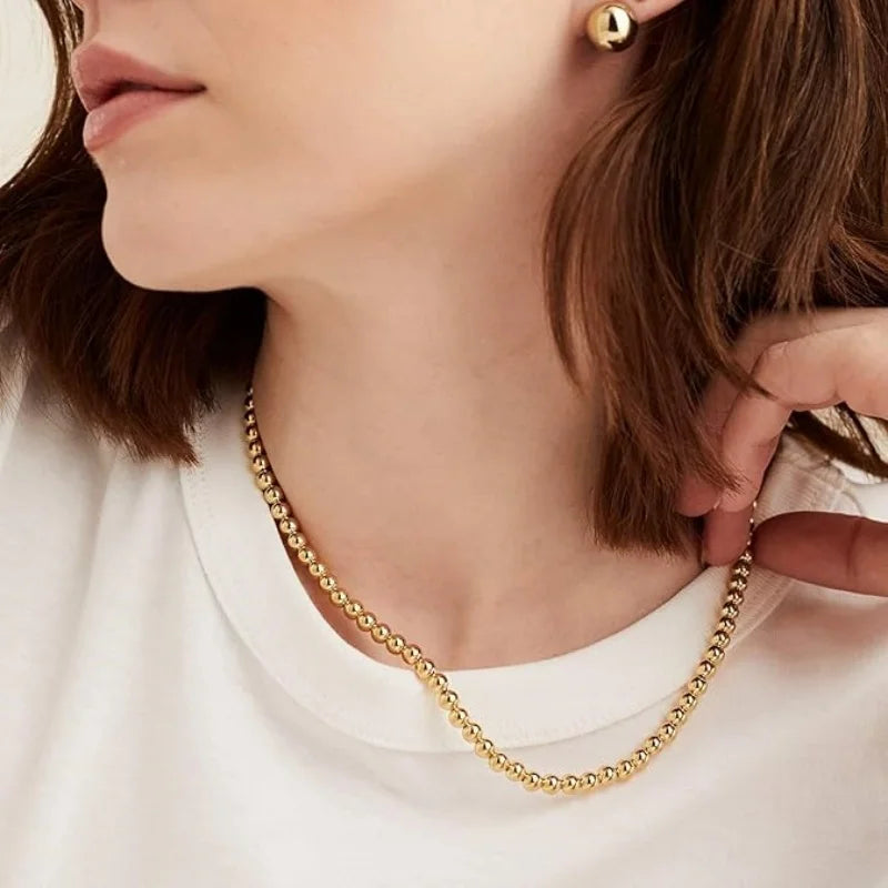 Golden Pearl Bead Necklace