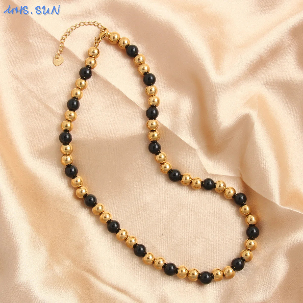 Golden Pearl Bead Necklace
