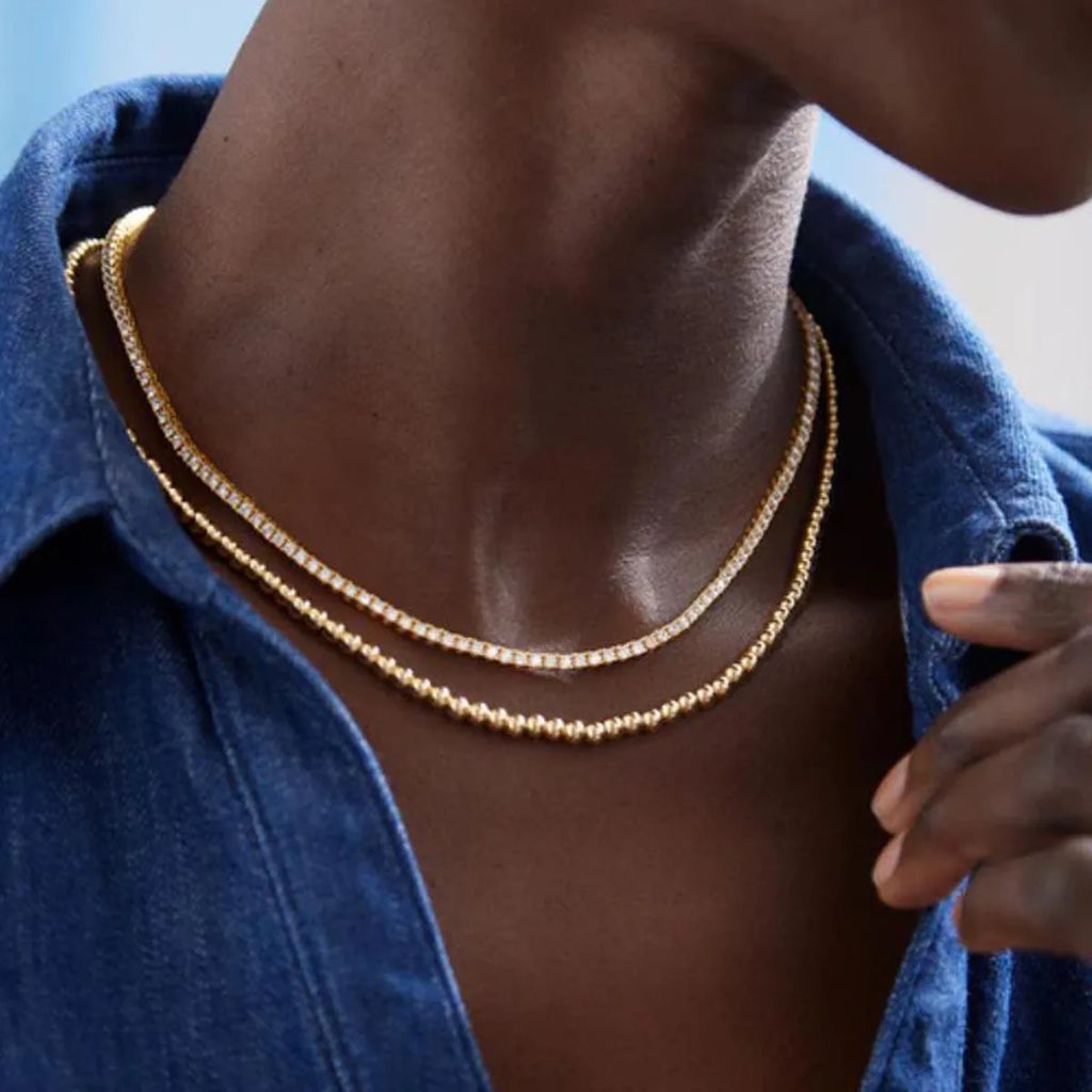 Golden Pearl Bead Necklace