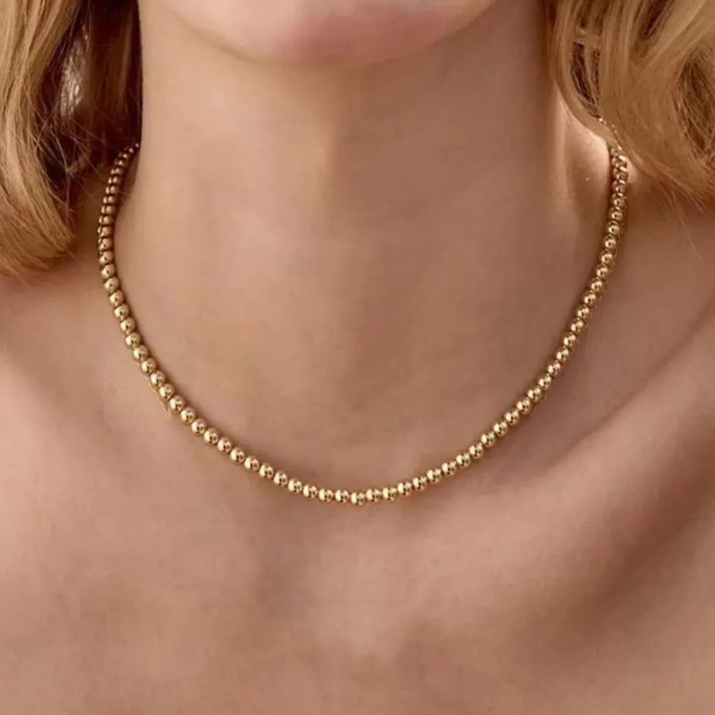 Golden Pearl Bead Necklace