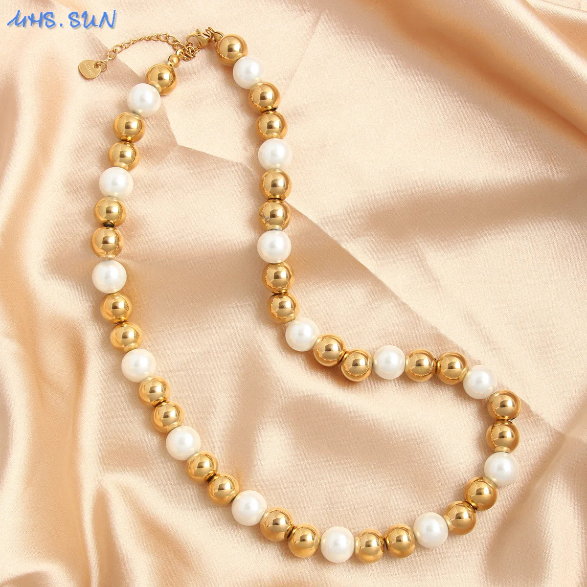 Golden Pearl Bead Necklace