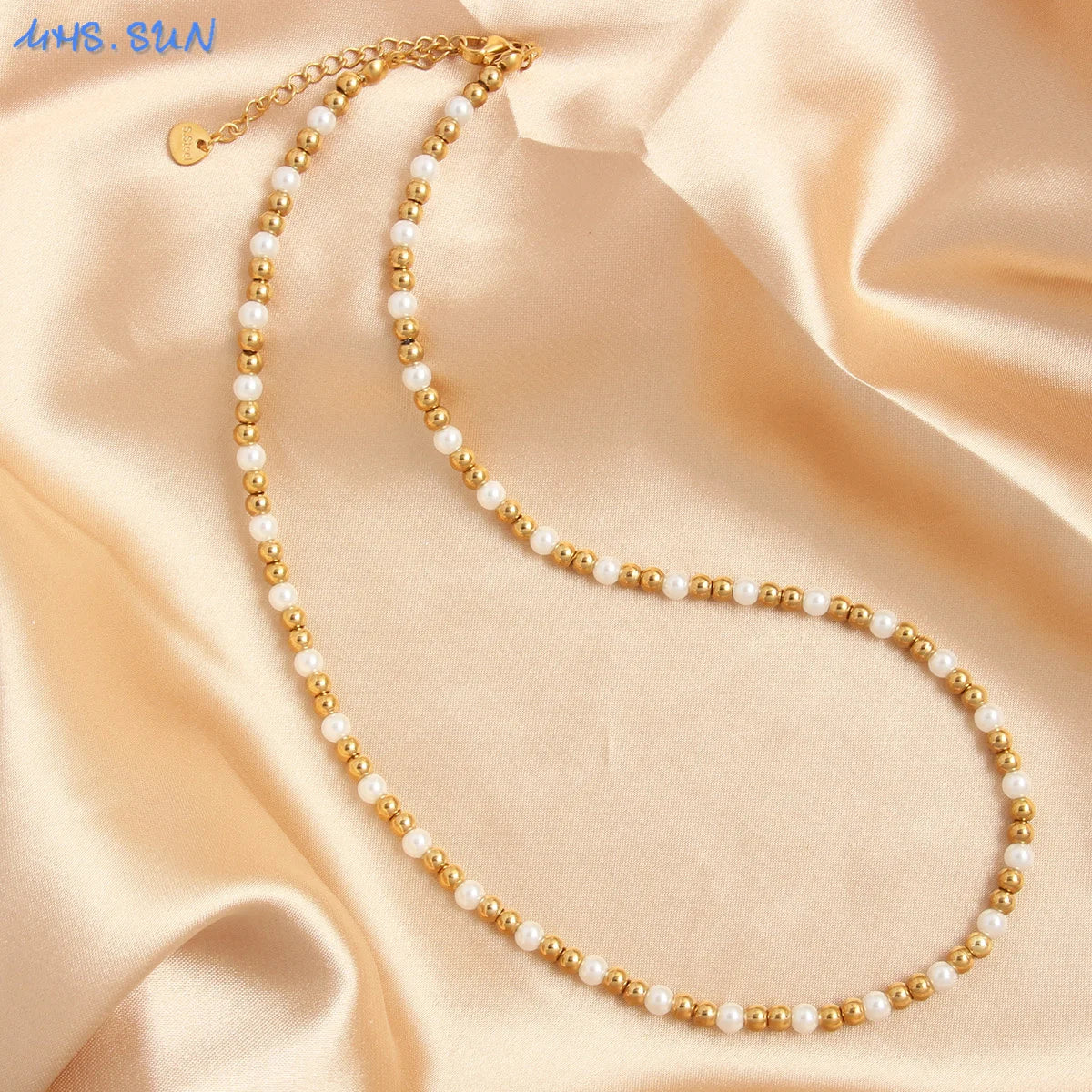 Golden Pearl Bead Necklace